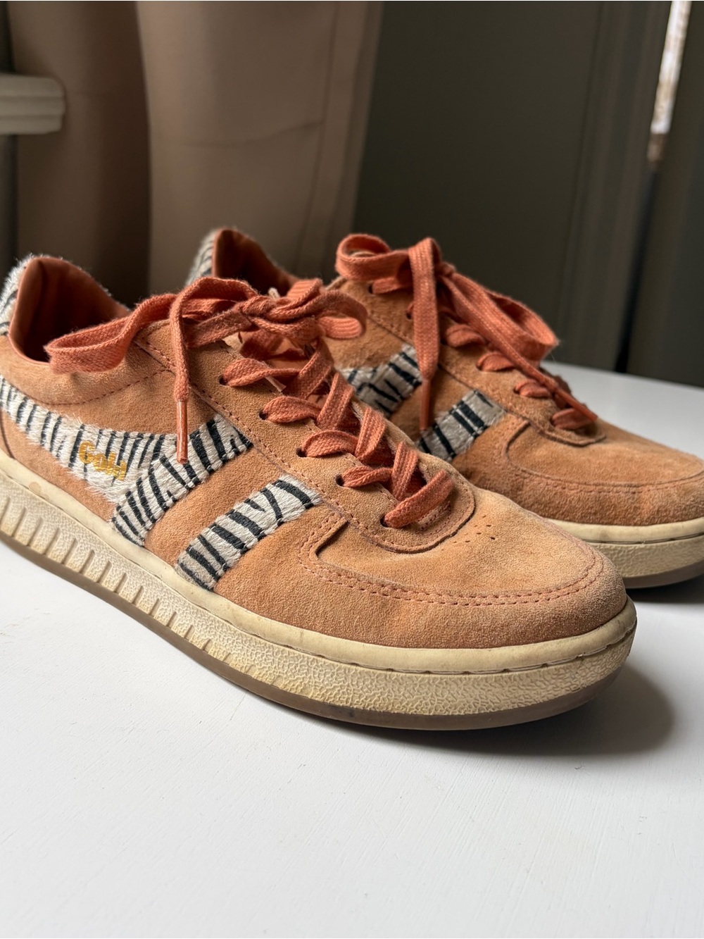 Gola Grandslam Orange Suede Zebra Sneakers Size 38 / US 7
